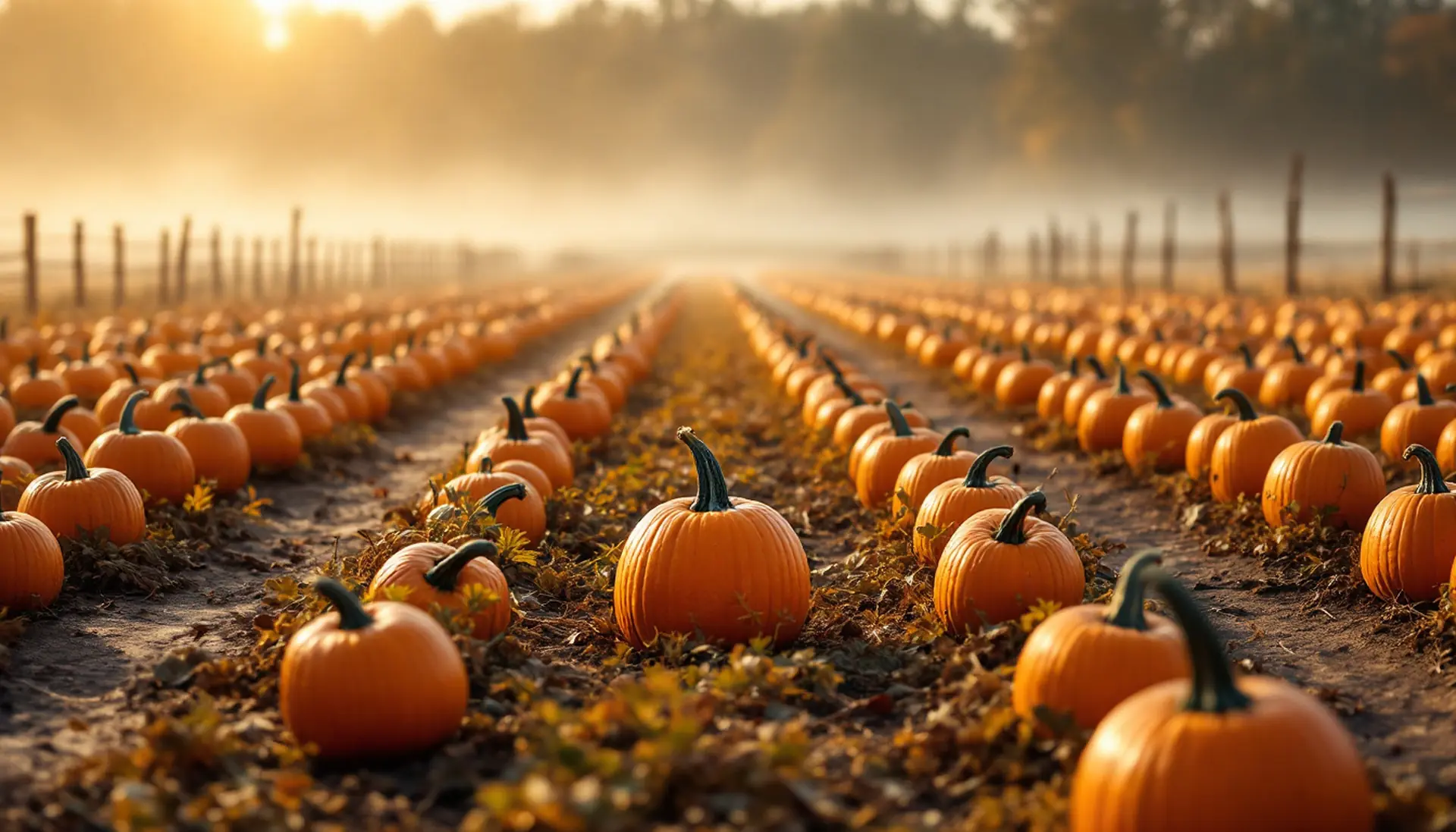 Orange pumpkins harvested and resting in rows on a misty farm field at morning, YieldQuill personal loan requests $100 to $5,000